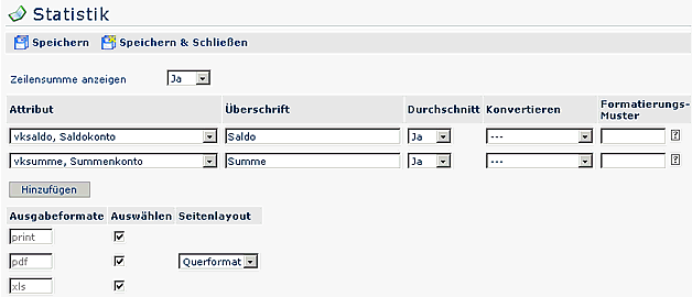 konfiguration Statistik